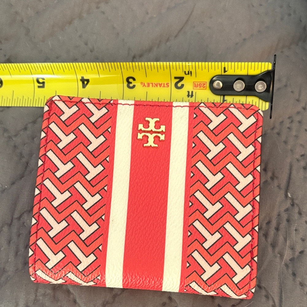 Tory Burch Red and Cream Patterned Wallet